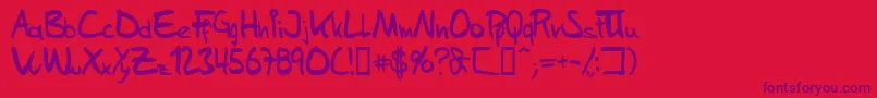 SamsHandwriting Font – Purple Fonts on Red Background