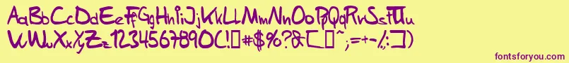 Fonte SamsHandwriting – fontes roxas em um fundo amarelo