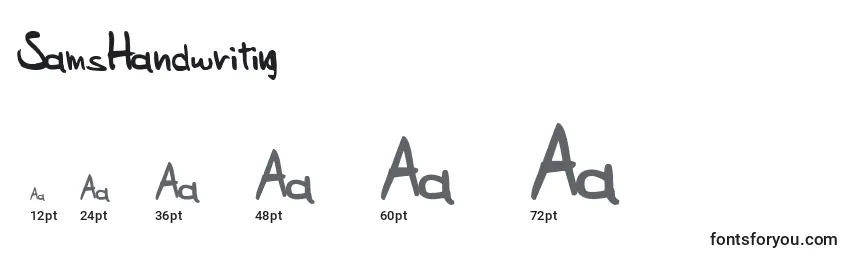 SamsHandwriting Font Sizes