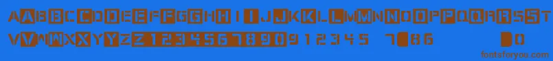 フォントCargoBay – 茶色の文字が青い背景にあります。