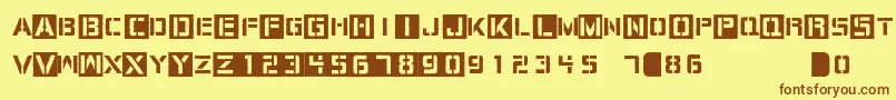 フォントCargoBay – 茶色の文字が黄色の背景にあります。