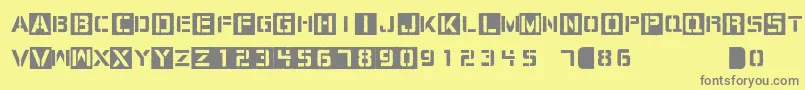 CargoBay-Schriftart – Graue Schriften auf gelbem Hintergrund