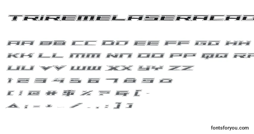 Schriftart Triremelaseracadital – Alphabet, Zahlen, spezielle Symbole