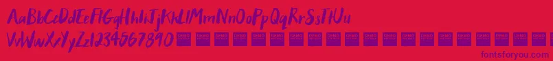 Fonte AfterHoursDemo – fontes roxas em um fundo vermelho