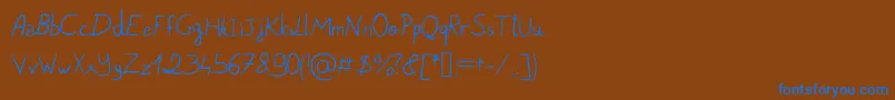 フォントPigeonScribble – 茶色の背景に青い文字
