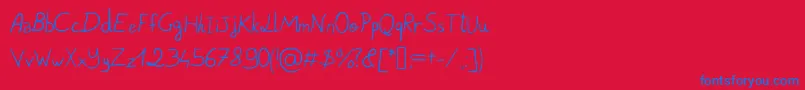 PigeonScribble-Schriftart – Blaue Schriften auf rotem Hintergrund