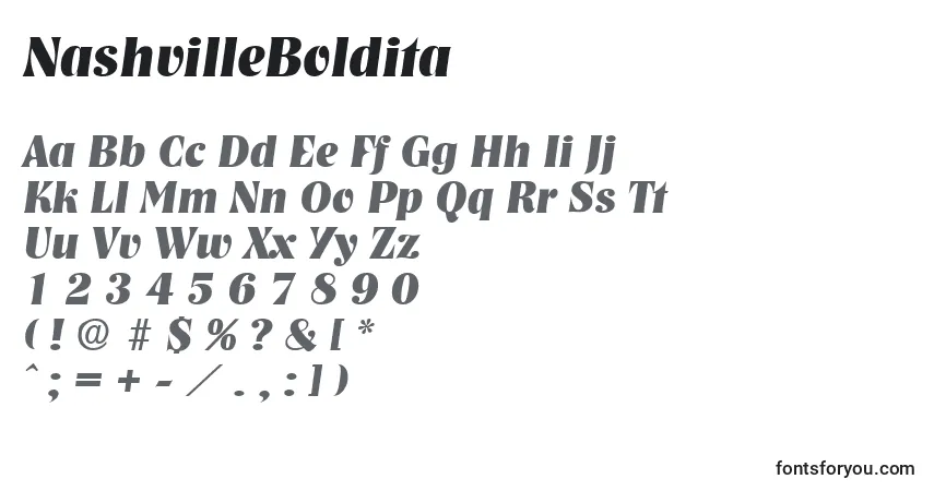 Schriftart NashvilleBoldita – Alphabet, Zahlen, spezielle Symbole