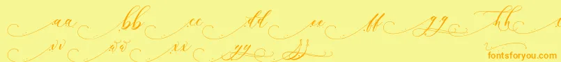 Inkland-Schriftart – Orangefarbene Schriften auf gelbem Hintergrund