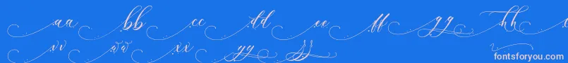 Inkland-Schriftart – Rosa Schriften auf blauem Hintergrund