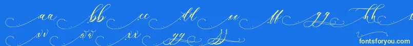 Inkland-Schriftart – Gelbe Schriften auf blauem Hintergrund