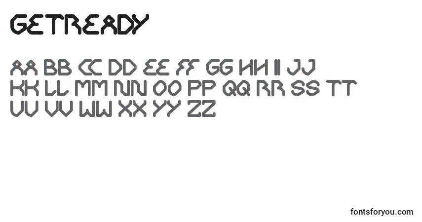 Czcionka GetReady – alfabet, cyfry, specjalne znaki