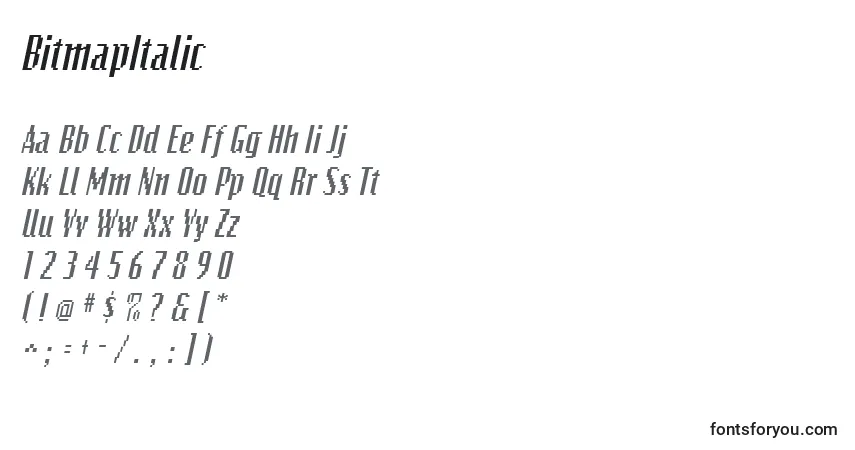 A fonte BitmapItalic – alfabeto, números, caracteres especiais