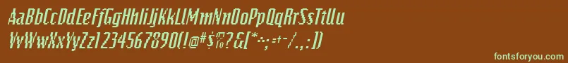 BitmapItalic-fontti – vihreät fontit ruskealla taustalla