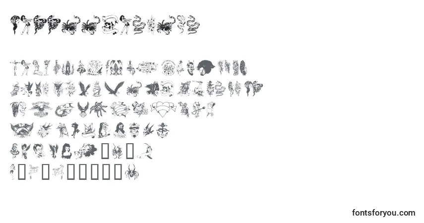Schriftart Tattooparlour – Alphabet, Zahlen, spezielle Symbole