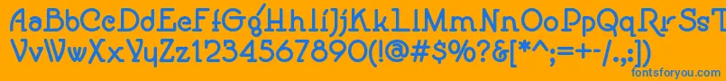 Speedballno1nf ffy-Schriftart – Blaue Schriften auf orangefarbenem Hintergrund