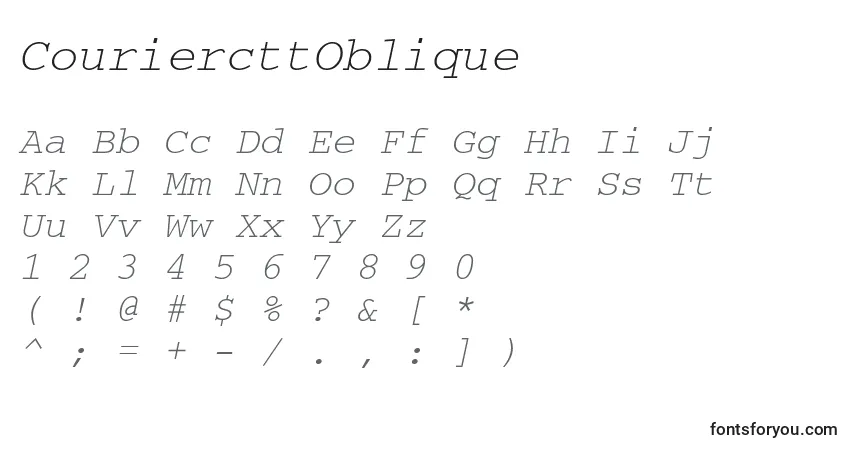 CouriercttOblique-fontti – aakkoset, numerot, erikoismerkit