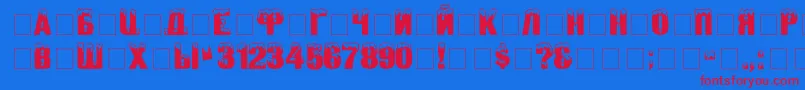 Zanesennyjc Font – Red Fonts on Blue Background