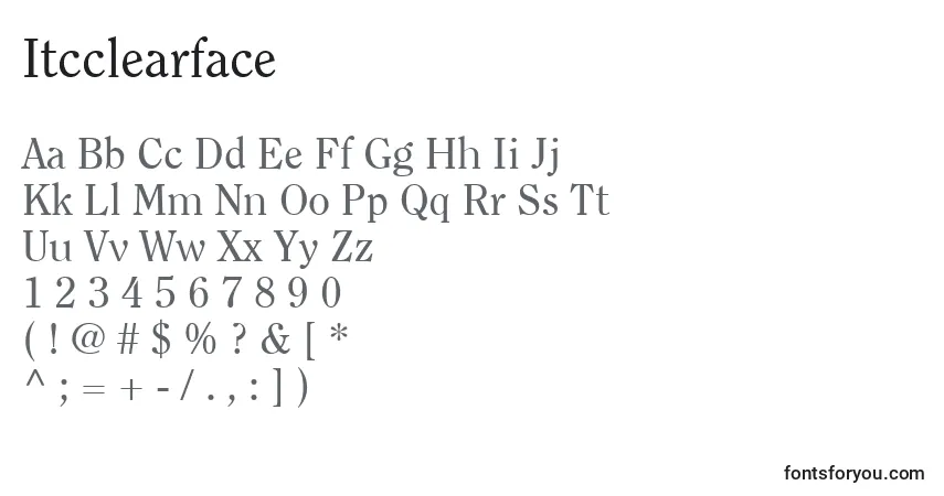 Czcionka Itcclearface – alfabet, cyfry, specjalne znaki