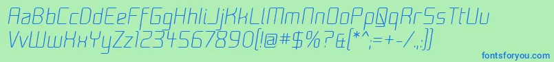 フォントMoondogZeroItalic – 青い文字は緑の背景です。