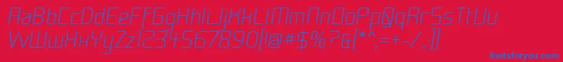 フォントMoondogZeroItalic – 赤い背景に青い文字