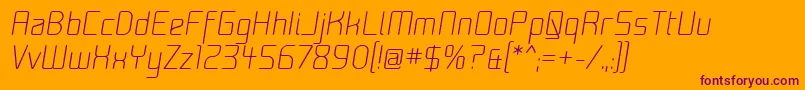 MoondogZeroItalic-Schriftart – Violette Schriften auf orangefarbenem Hintergrund