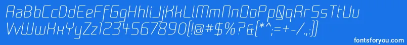 フォントMoondogZeroItalic – 青い背景に白い文字