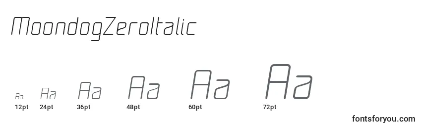 MoondogZeroItalic Font Sizes