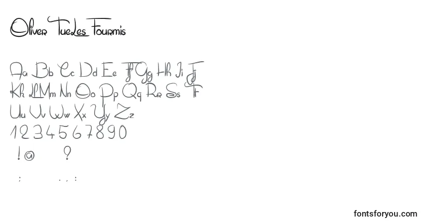 Czcionka OliverTueLesFourmis – alfabet, cyfry, specjalne znaki