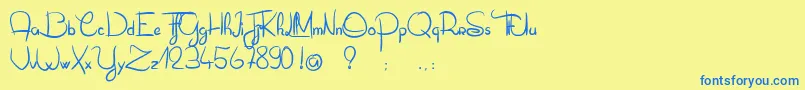 OliverTueLesFourmis Font – Blue Fonts on Yellow Background