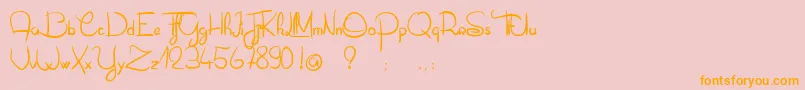 OliverTueLesFourmis-Schriftart – Orangefarbene Schriften auf rosa Hintergrund