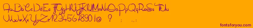 OliverTueLesFourmis-Schriftart – Violette Schriften auf orangefarbenem Hintergrund