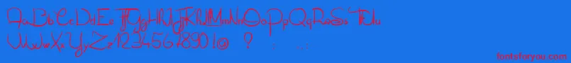 OliverTueLesFourmis-Schriftart – Rote Schriften auf blauem Hintergrund