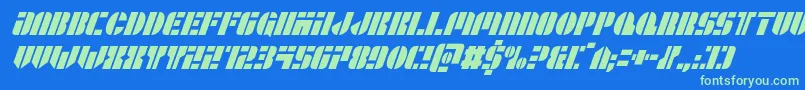 Leaguewarscondital Font – Green Fonts on Blue Background