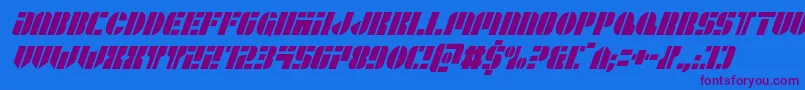Leaguewarscondital-Schriftart – Violette Schriften auf blauem Hintergrund