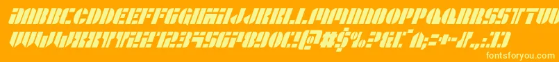 Leaguewarscondital-Schriftart – Gelbe Schriften auf orangefarbenem Hintergrund