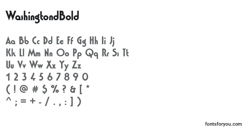 A fonte WashingtondBold – alfabeto, números, caracteres especiais