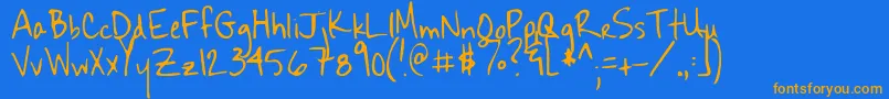 Sekona-Schriftart – Orangefarbene Schriften auf blauem Hintergrund