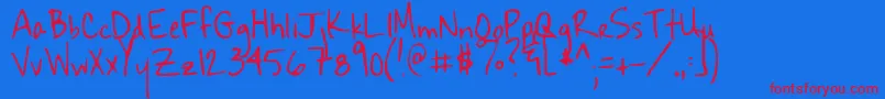 Sekona-Schriftart – Rote Schriften auf blauem Hintergrund
