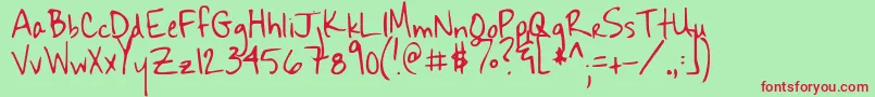 フォントSekona – 赤い文字の緑の背景