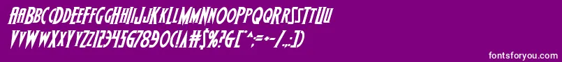 Wolfsbane2iiital-Schriftart – Weiße Schriften auf violettem Hintergrund