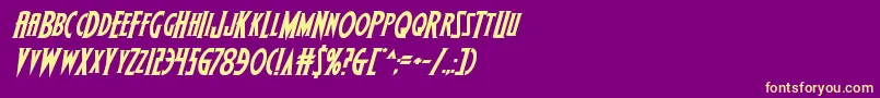Wolfsbane2iiital-Schriftart – Gelbe Schriften auf violettem Hintergrund