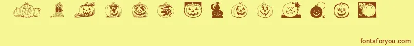 フォントPunkins – 茶色の文字が黄色の背景にあります。