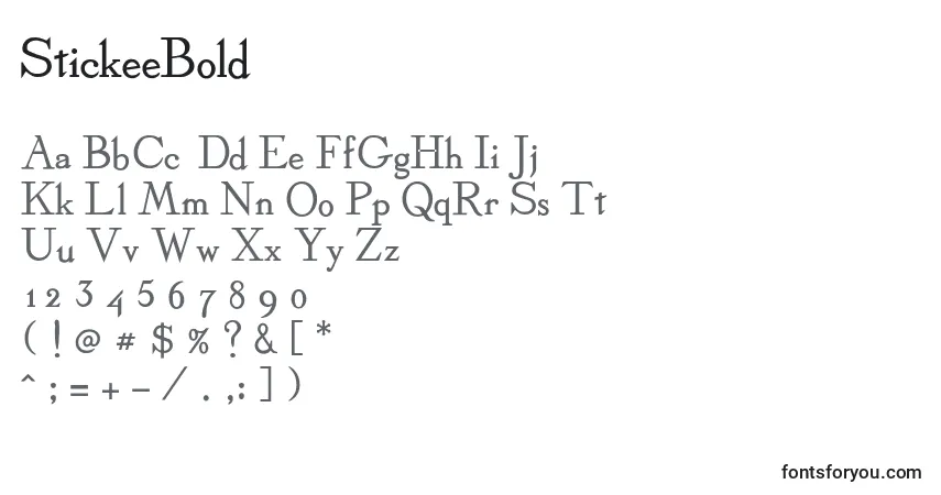A fonte StickeeBold – alfabeto, números, caracteres especiais