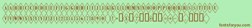 ARombyotlovl-Schriftart – Braune Schriften auf grünem Hintergrund
