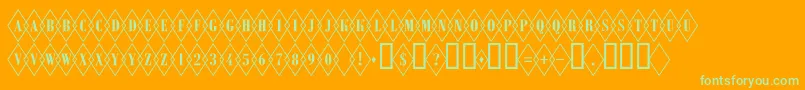 ARombyotlovl-Schriftart – Grüne Schriften auf orangefarbenem Hintergrund