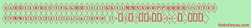 フォントARombyotlovl – 赤い文字の緑の背景