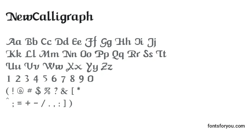 NewCalligraph-fontti – aakkoset, numerot, erikoismerkit
