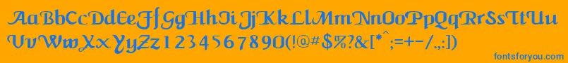 NewCalligraph Font – Blue Fonts on Orange Background