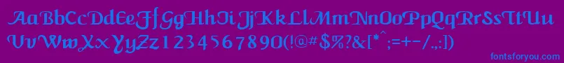 フォントNewCalligraph – 紫色の背景に青い文字