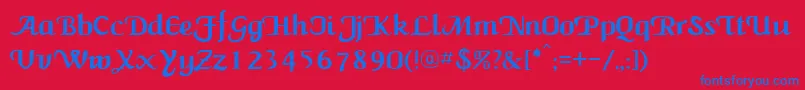 NewCalligraph-fontti – siniset fontit punaisella taustalla